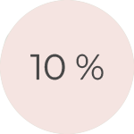 Kreis mit schräg geschriebenem Text „10%“ auf hellem Hintergrund.