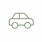 Auto-Icon in Liniengrafik, symbolisiert die Anfahrt zum Kunden