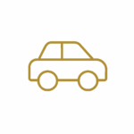 Auto-Icon in Liniengrafik, symbolisiert die Anfahrt zum Kunden