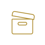 Geöffneter Umzugskarton als schwarz-weiße Liniengrafik