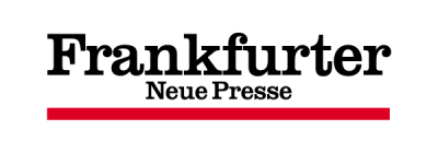 Logo der Frankfurter Neue Presse in schwarzer Schrift mit rotem Querstrich auf weißem Hintergrund